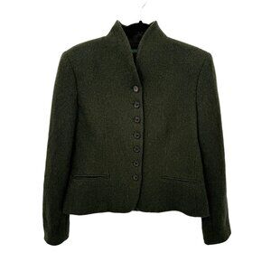 Lauren Ralph Lauren Womens Size 8 Green Wool Blend Button-Up Jacket